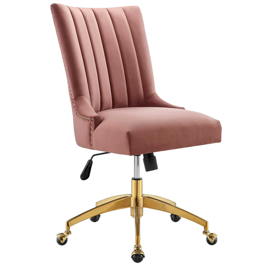 Empower Channel Tufted Performance Velvet Office Chair in Gold Teal
