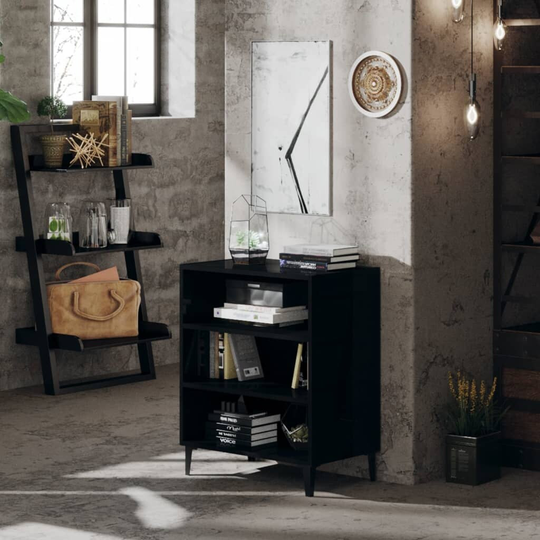 Sideboard High Gloss Black 22.4"x13.8"x27.6" Chipboard