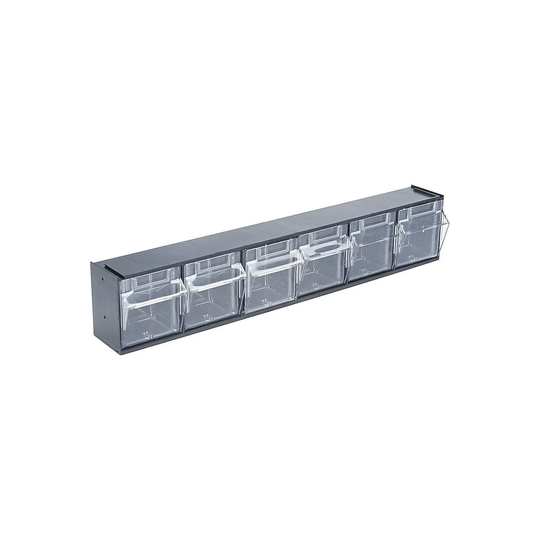 Deflect-O Interlocking Tilt Bin Black/Transparent Compartment Storage - 4.5" x 3.63" x 23.63"