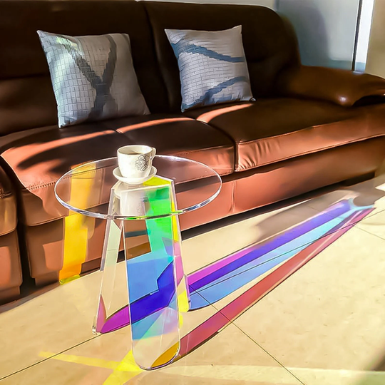 Infinity Glass Coffee Table, Acrylic Coffee Table, Personalized Colorful Round Edge Geometric Dining Room Contemporary Table