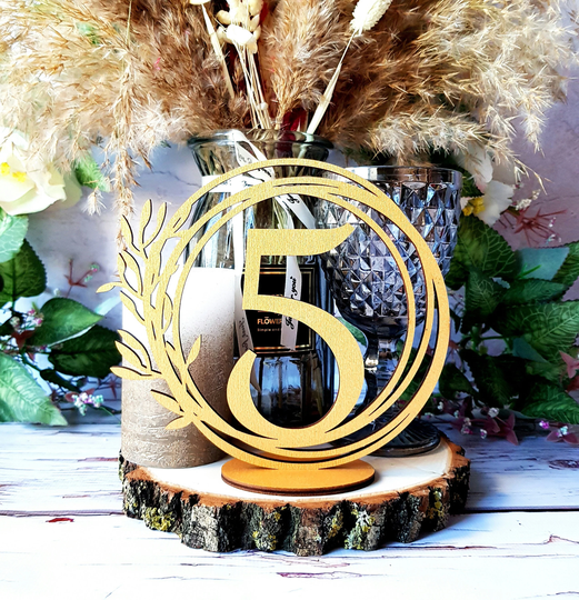 Modern Table Numbers Golden Wooden Centerpiece Event Accessories Wedding Sign Custom Decor