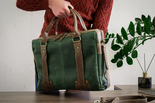 Briefcase Bag With Zipper, Leather Laptop, Office For Man, Green Laptop Women 17 Inch, Leather Messenger