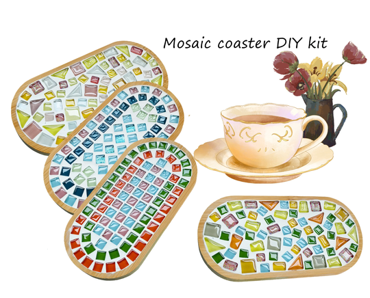 Bamboo Mosaic Coaster Diy Kit, Stained Glass Craft Kit For Adults, Mosaic Art Insulation Pad, Diy Craft Kit Adult Kid, Home Diy Gift
