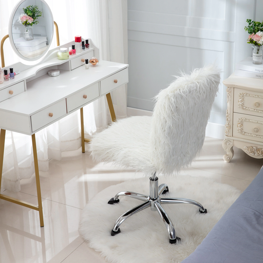 Armless White Office Chair-17.7"D x 18.5"W
