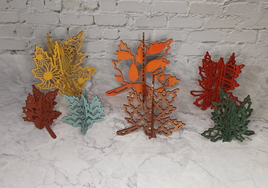 Fall Leaves Table Decor, Available in 7 Fun Patterns & Colors, 5 Sizes. Customizable To Your Color Choices Laser Cut Wood