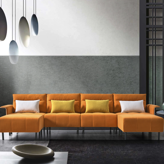 Sofa Couch, Mid-Century Suede Seat for Living Room