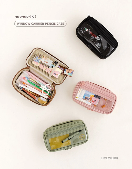 Window Carrier Pencil Case [4Colors]/Pen Case Pouch Zipper Makeup School Supplies Dubudumo