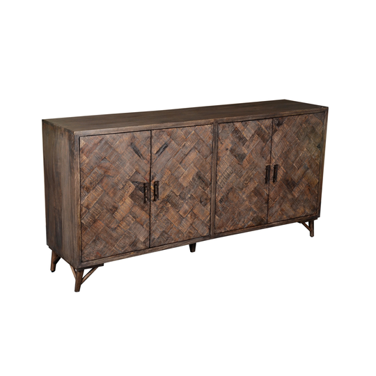 Bengal Manor 4 Door Herringbone Mango Wood Sideboard - 72 x 36 x 17