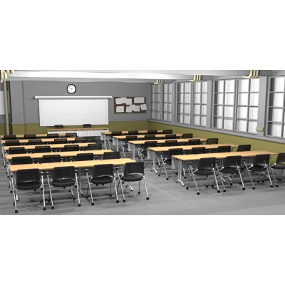 42 Person Training Meeting Seminar Tables with Modesty Panels and 42 Chairs Complete Set