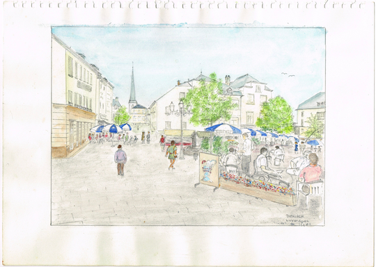 Vintage Original 1980S/ 90S Watercolour Pictures Of French & Luxembourg By Harold J Luck