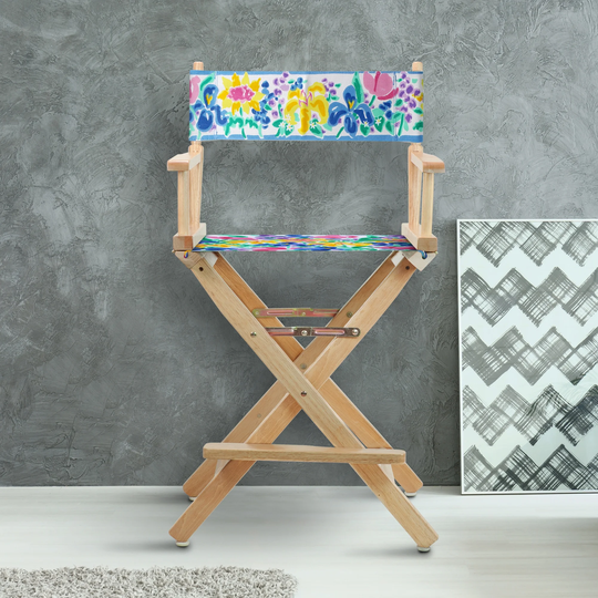 24" Director's Chair Natural Frame-Garden Flowers - 23"W x 19"D x 39.5"H