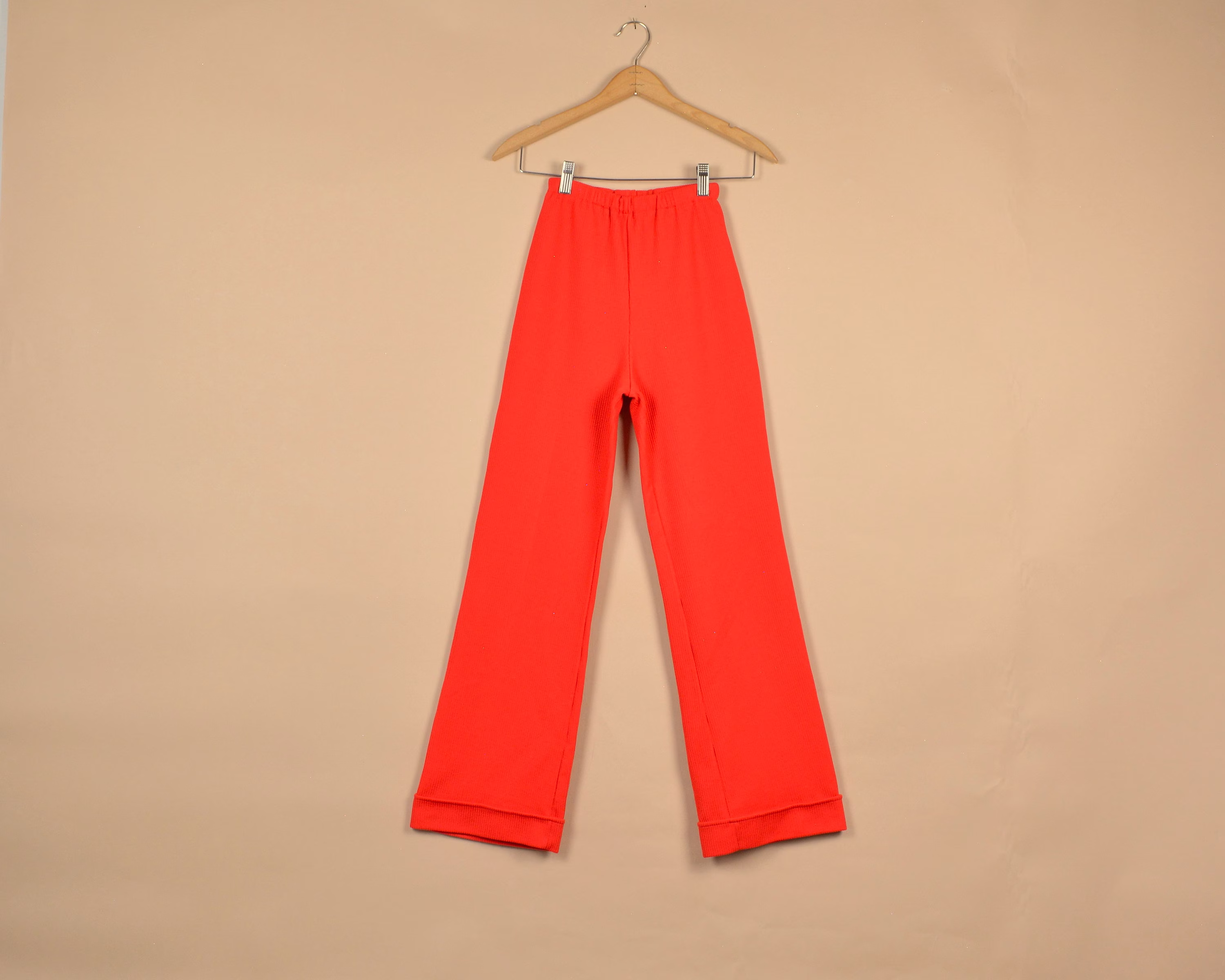70S Dimension Red Xs Polyester Textured Encron Knit Pants