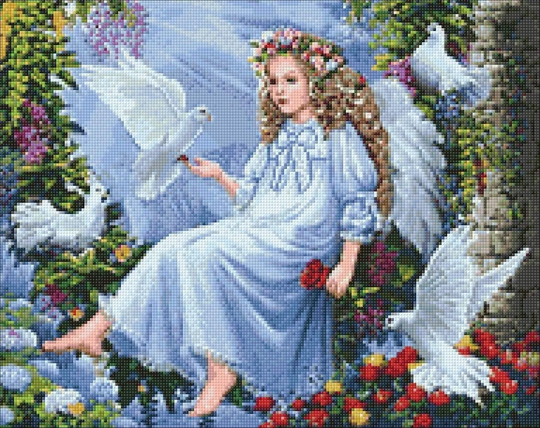 Angel & Dove Diamond Painting Set By Wizardi. Wd2405 Art Kit. Large Kit
