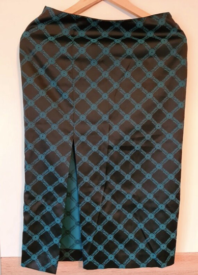 Vintage Versace Classic V2 Monogram Fabric Hand Made Pencil Skirt/Size S Green