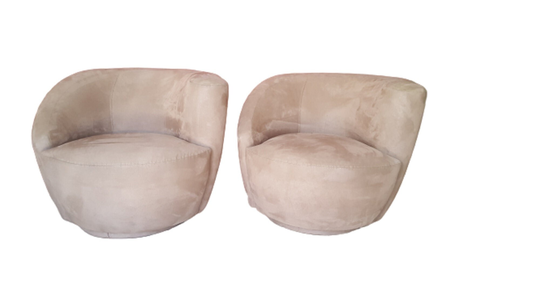 Nautilus Corkscrew Swivel Lounge Chairs in Style Of Vladimir Kagan Directional Shipping Not Included