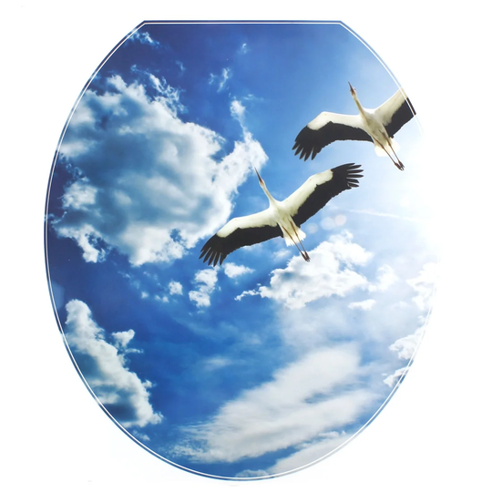 Bathroom PVC Flying Crane Pattern Removable Toilet Lid Sticker - Multi Color - 15.2" x 13"(L*W)