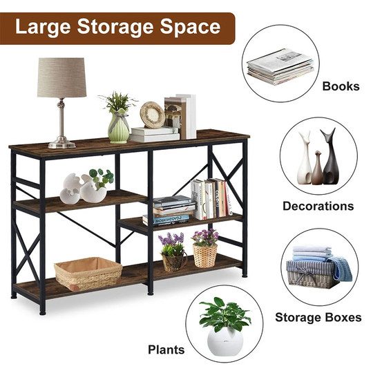 3-Tier Console Table Rustic Table Storage Shelves Entryway Hallway - 54 x 84