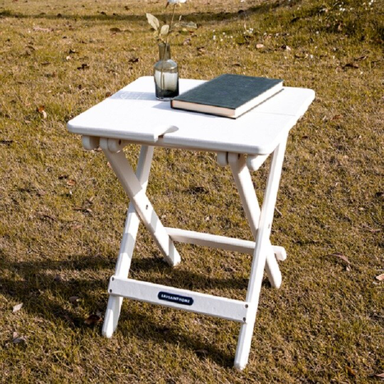 Quick-Fold Side Table,Portable Outdoor Weather Resistant End Table for Patio Balcony Backyard,No Assemble (White)