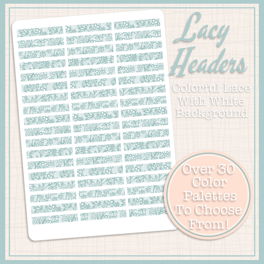 Colorful Lace | Lacy Header Stickers 54 Total