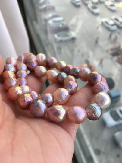 Amazing Natural Metallic Multi-Color Ripple Pearl Strand, Atg326