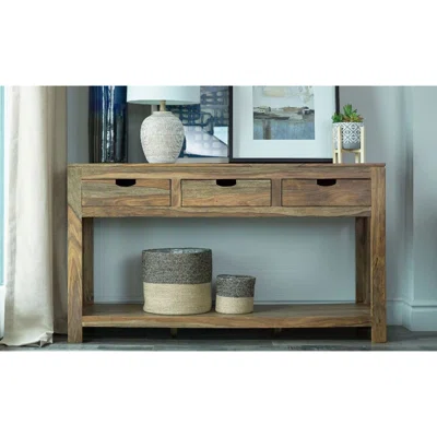 Persia 3-drawer Storage Console Table Natural Sheesham