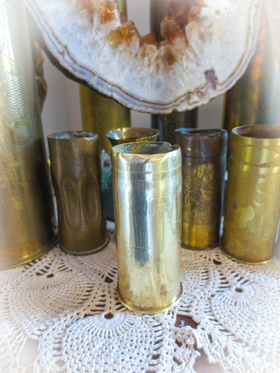 Rare, Miniature Trench Art Pencil Holder - 1918, World War I, Shell Casing Vase, Wwi, Tranchee
