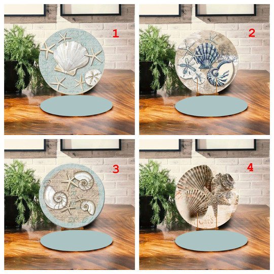 Nautical Placemat Set, Sea Shell Table Mat, Marine Decor, Teal Navy Coaster, Mats, Beach House Gift, Coastal | Set Of 2
