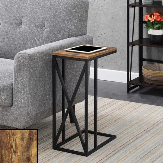 End Table in Nutmeg Wood Finish and X Metal Frame - Set of 2 - 54 x 84