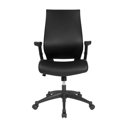 Offex High Back Black Leather Executive Swivel Chair with Molded Foam Seat and Adjustable Arms - Not Available