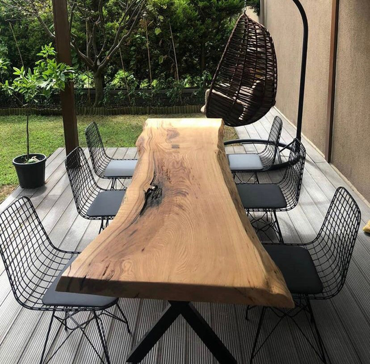 Farm Table, Farmhouse Rustic Dine Room Live Edge Walnut Table