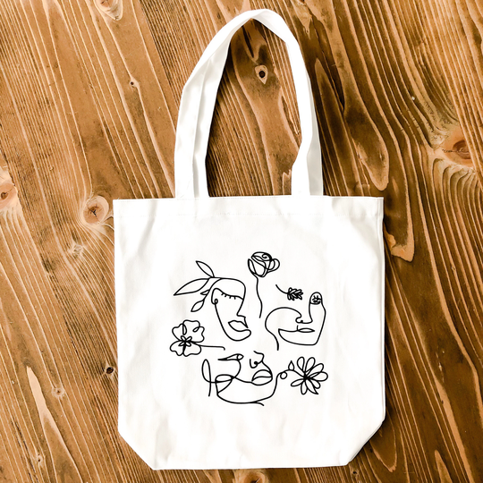 Abstract Art Faces Tote Bag Canvas Reusable Cotton Bag