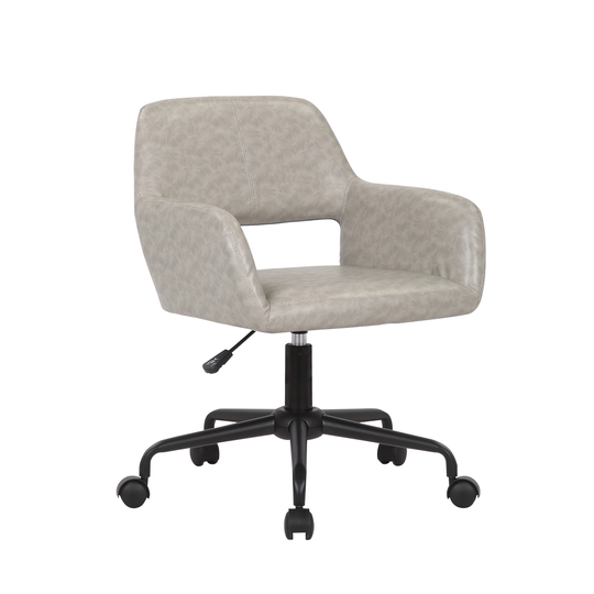Porthos Home Pepa Swivel PU Leather Office Chair with Armrests