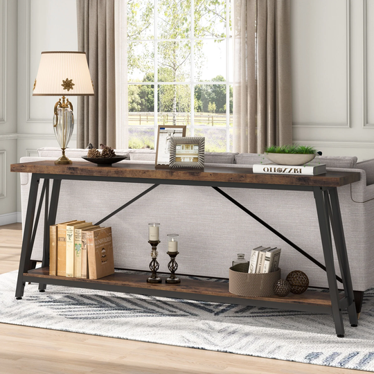 70.9 Inch Entry Table for Hallway, Rustic Console Sofa Table