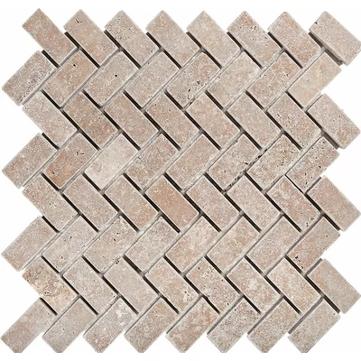 Herringbone 1" x 2" Mosaic Tile in Noce Tumbled