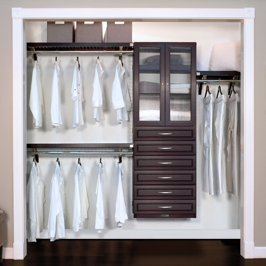 John Louis Home 12in. Deep Solid Wood 6-Drawer/Doors Woodcrest Simplicity Organizer Espresso