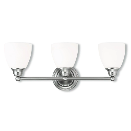 Livex Lighting Somerville Brushed Nickel Steel/Frosted Glass 3-light Bath Light