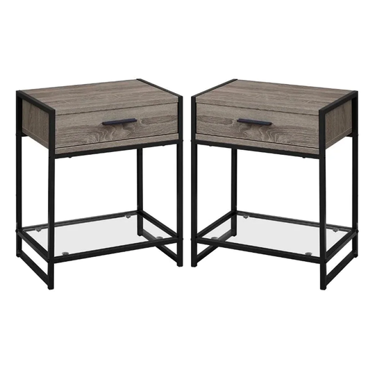 18" Storage Accent End Table in Dark Taupe and Black - Set of 2 - 54 x 84