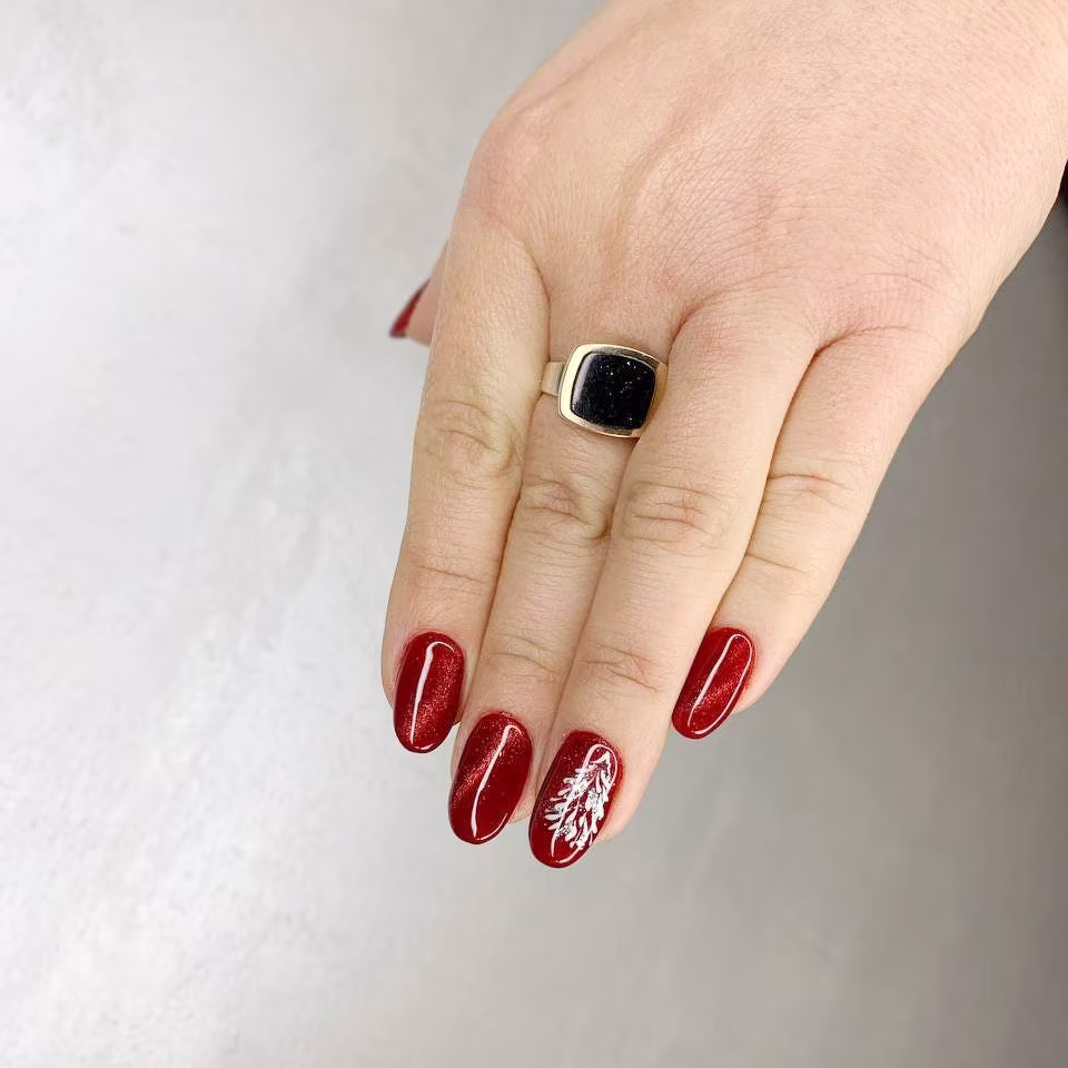 xmas Tree Press On Nails Christmas Press Toe Cat Eye Red Glue False Short Fake Long Holiday