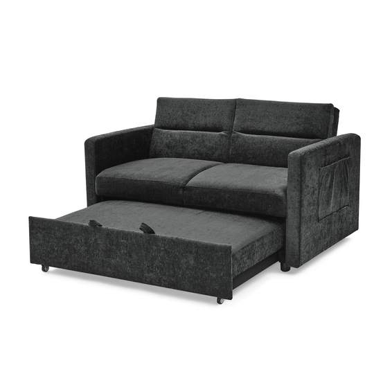 Loveseat Sofa Chenille Padded Seat Versatile Pull out Sleeper Sofa Bed with Casters
