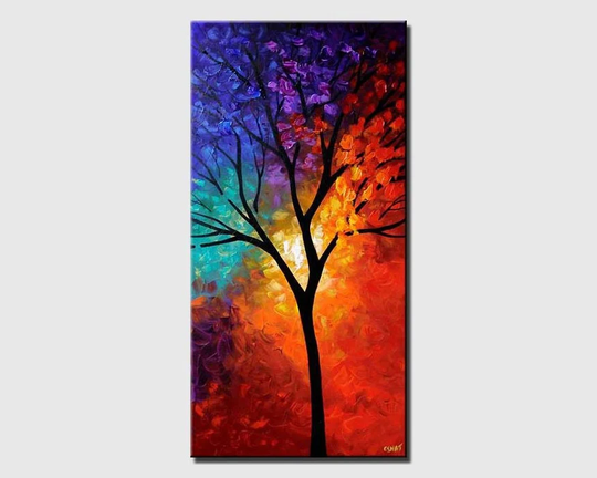Modern Abstract Colorful Painting, Tree Painting - Acrylic On Canvas By Osnat Made-To-Order