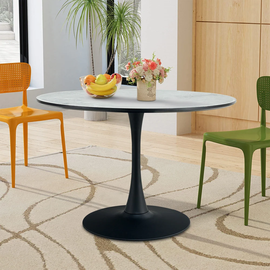 41.7" Modern Round Marble Dining Table w/ Pedestal Base Tulip Table - 41.7"W