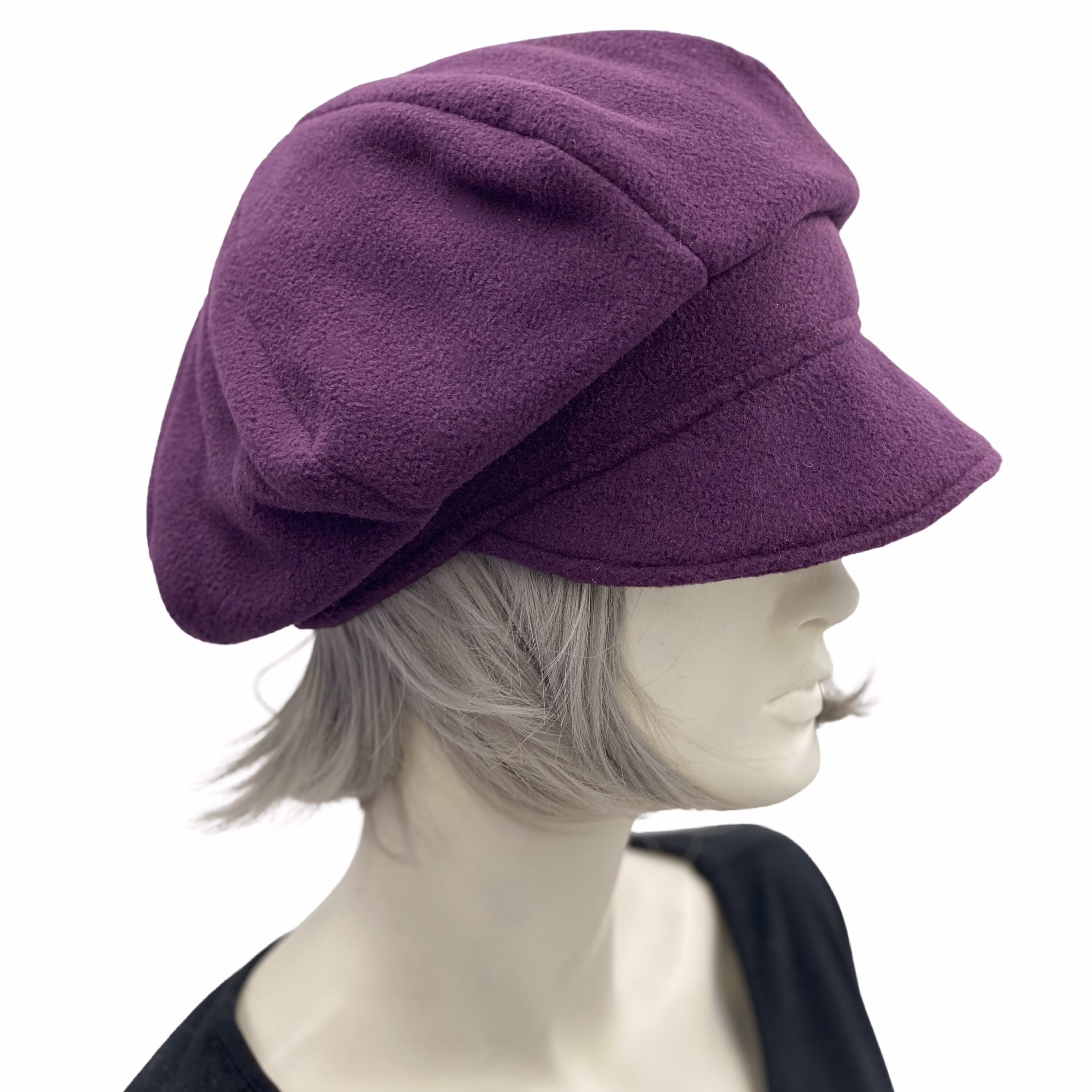 Newsboy Cap Women, Bakery Hat, Eggplant Fleece Or Choose Your Color, Handmade in Usa