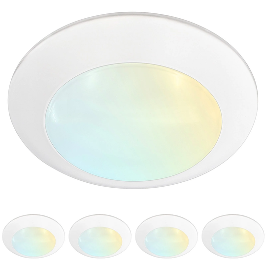 Luxrite 6" LED Surface Mount Disk Light 15W 3 Color Selectable 3000K-5000K 1000 Lumens Dimmable ETL Wet Rated 4 Pack