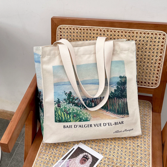 Eco Tote Bag|Landscape Painted Shoulder Bag|Oil Painting Bag| Canvas Bag|Art Bag|Beach Bag|Bridesmaid Bags|Bachelorette Gift