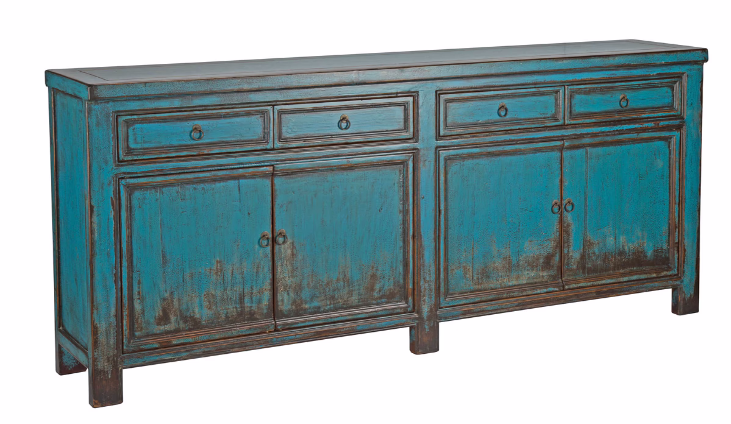 Long 4 Door Drawer Antique Blue Cabinet Sideboard By Terra Nova Designs Los Angeles