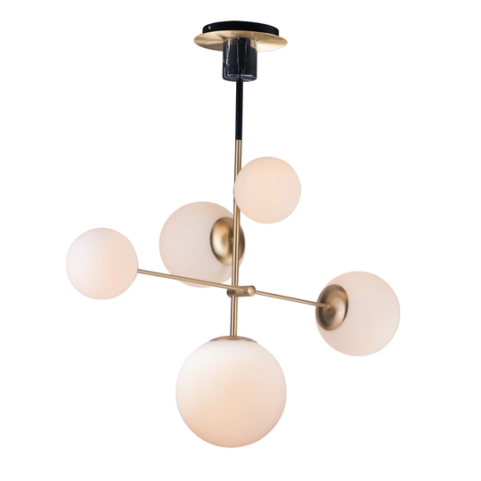 Vesper 5-light pendant - satin brass / black