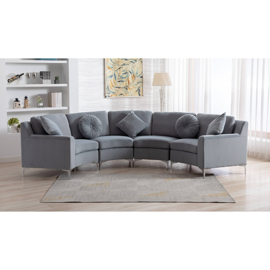 136'' Velvet Semicircle couch Modular Curve Sectional Sofa