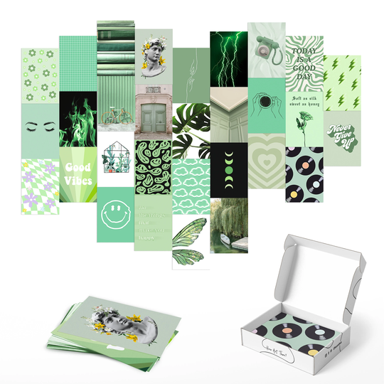 Haus & Hues Green Wall Collage Kit - Poster Pictures For Teens Vsco Aesthetic Art 4"x6"