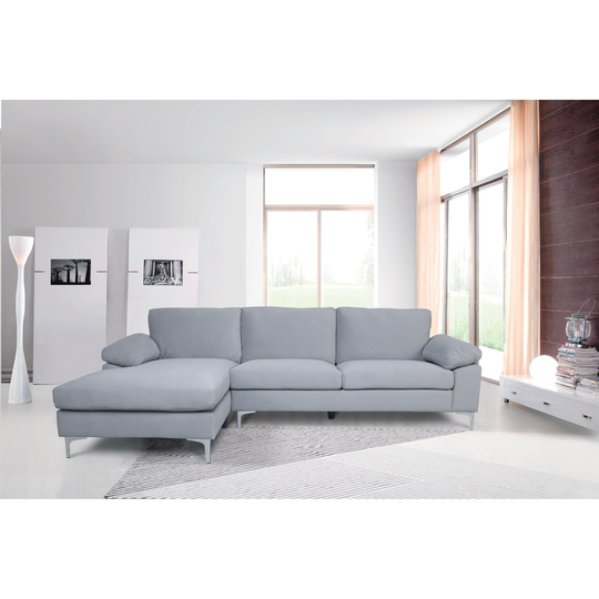 L-Shaped Sectional Velvet Sofa for Living Room Modern Futon Sofa with Metal Legs, Left Hand Facing Chaise