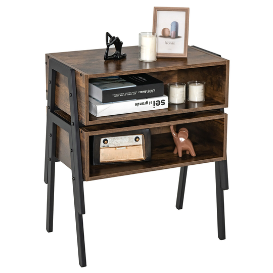 Stackable Nightstand Sofa Side Table End Table with Storage Shelf